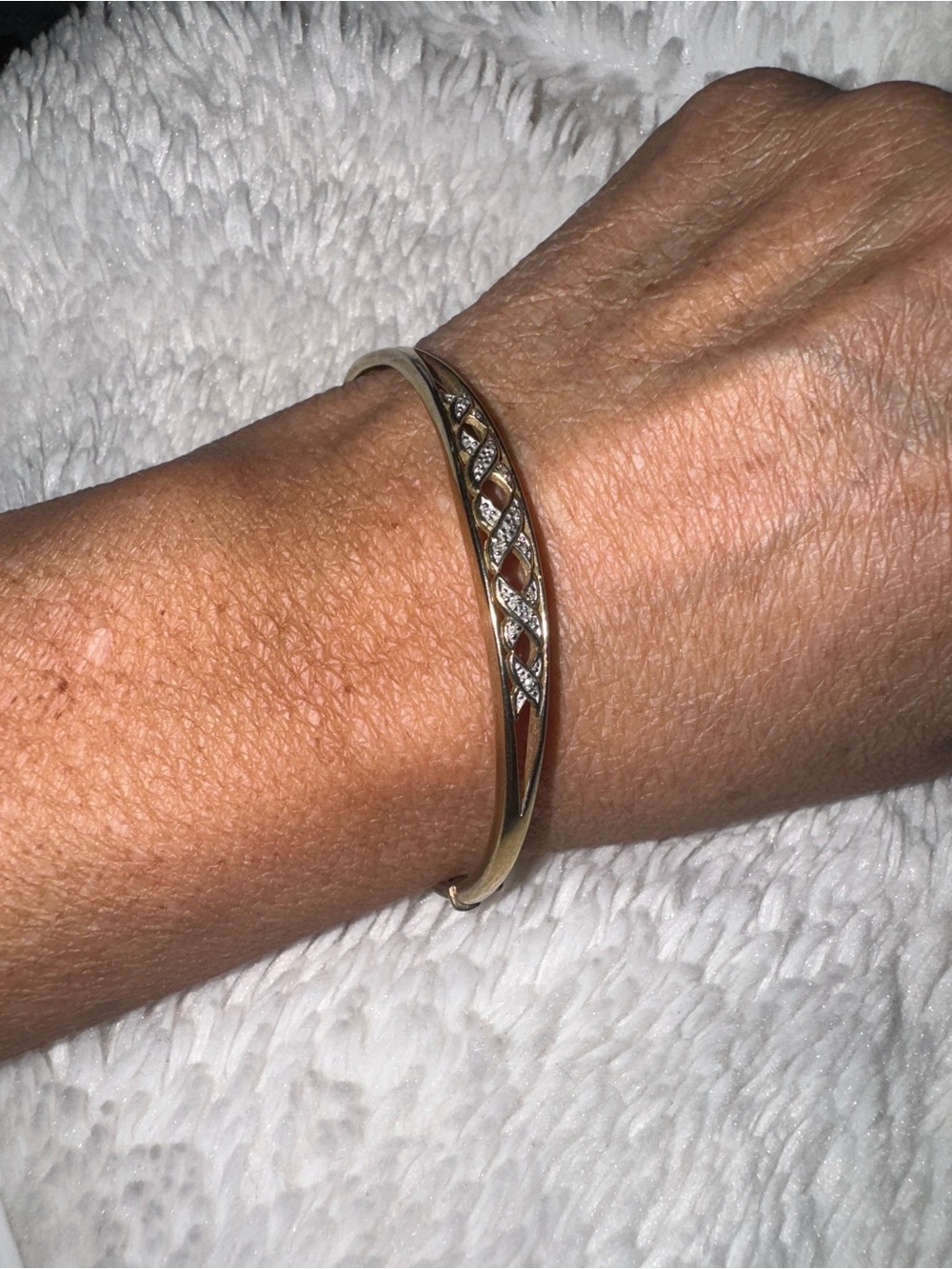 Vintage Danbury Mint Diamond Kiss Bangle: 24K Gold-Plated Sterling Bracelet